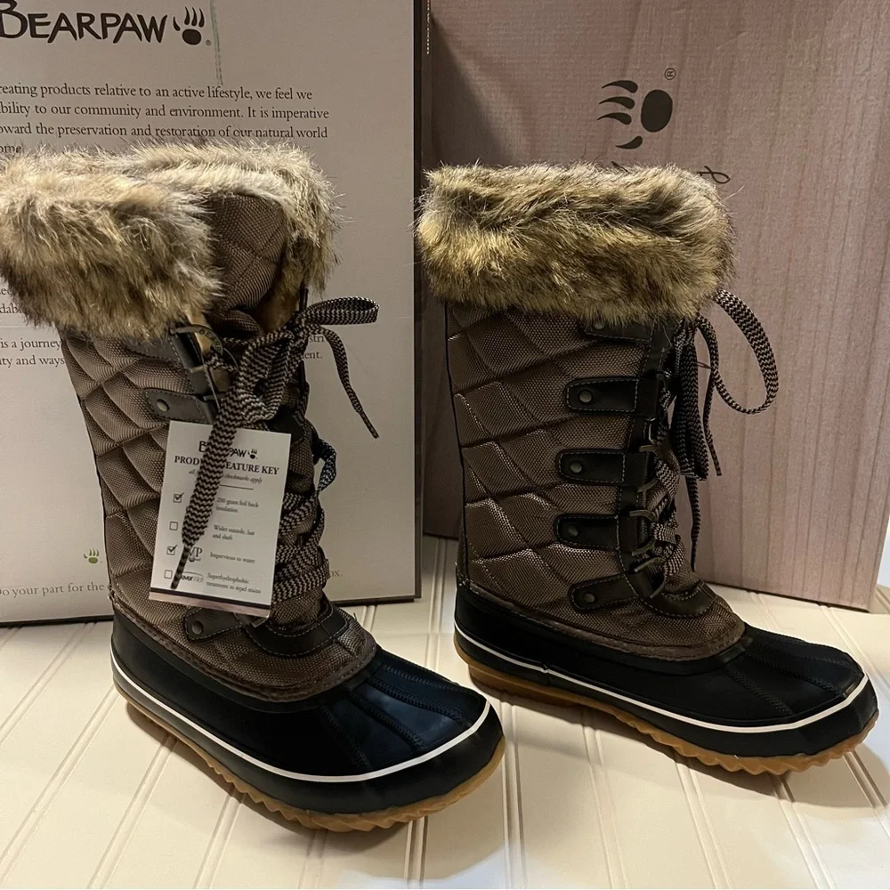 Bearpaw McKinley Boots Women’s Size 7 Brown Waterproof Boots NIB